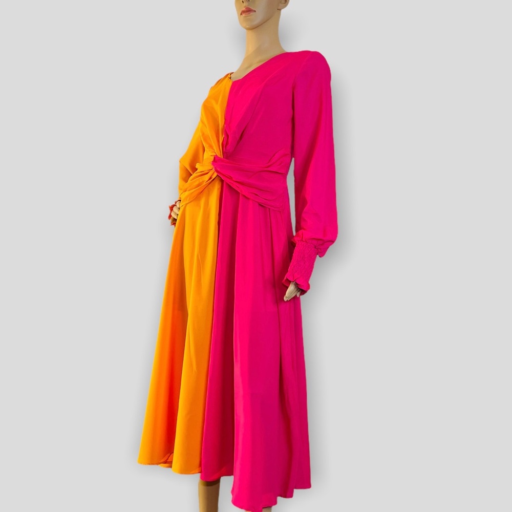 Pink and yellow color block dress New and Never worn